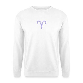 Widder-Tierkreiszeichen-Symbol Pastel Lila - Unisex Pullover - Weiß - Vorne - Alina (178cm) & Michal (187cm)