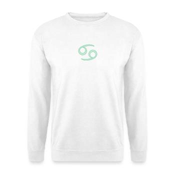 Sternzeichen des Krebses Pastel Grün - Unisex Pullover - Weiß - Vorne - Alina (178cm) & Michal (187cm)