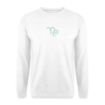 Steinbock-Tierkreiszeichen Pastellgrün - Unisex Pullover - Weiß - Vorne - Alina (178cm) & Michal (187cm)