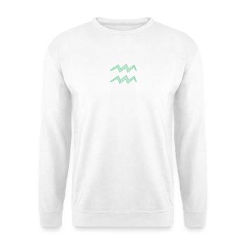 Wassermann Tierkreiszeichen Symbol Pastel Grün - Unisex Pullover - Weiß - Vorne - Alina (178cm) & Michal (187cm)