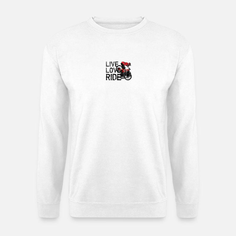 Roter MTB-Fahrer im dunklen Wald - Unisex Pullover - Weiß