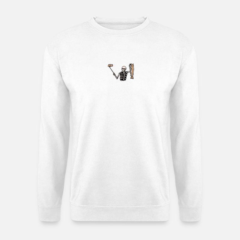Angeln Skelett Selfie - Unisex Pullover - Weiß