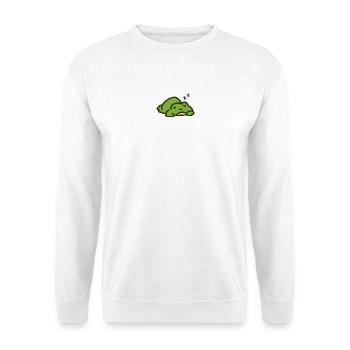 Süßer schlafender grüner Frosch - Unisex Pullover - Weiß - Vorne - Alina (178cm) & Michal (187cm)