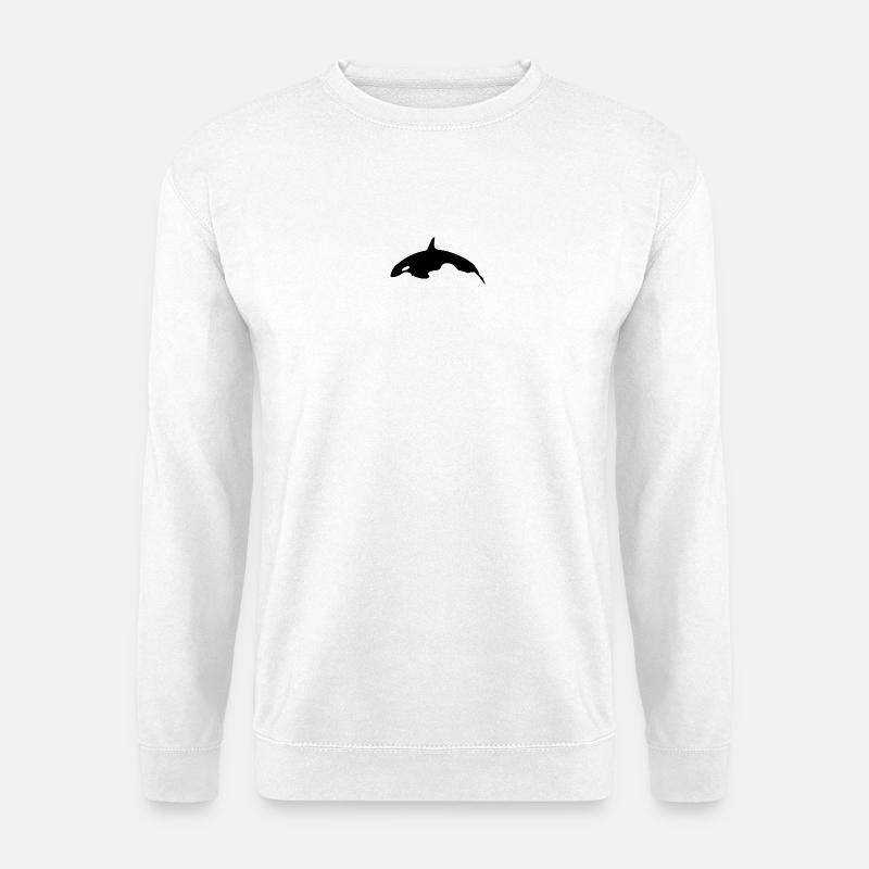 Orca Wal springender Orca Wal von der Seite - Unisex Pullover - Weiß