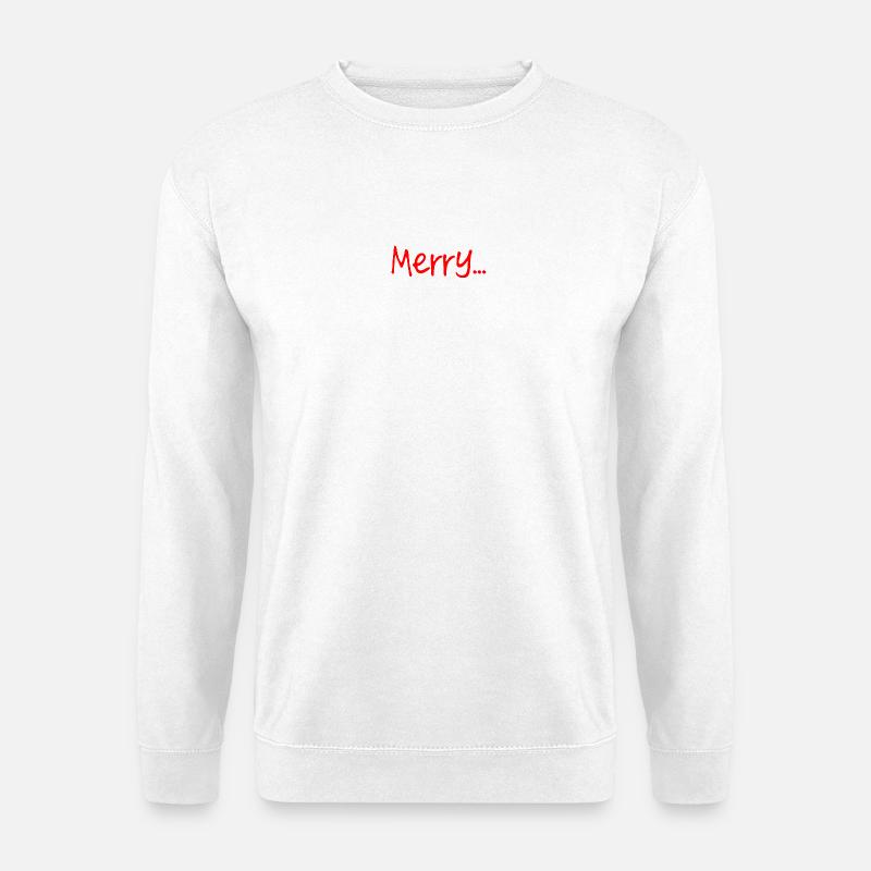 Red Merry Script on Black - Unisex Sweatshirt - white