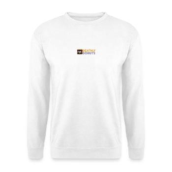 Deathly Donuts Totenkopf PopArt - Unisex Pullover - Weiß - Vorne - Alina (178cm) & Michal (187cm)