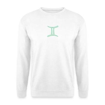Zwillinge Sternzeichensymbol Pastel Grün - Unisex Pullover - Weiß - Vorne - Alina (178cm) & Michal (187cm)
