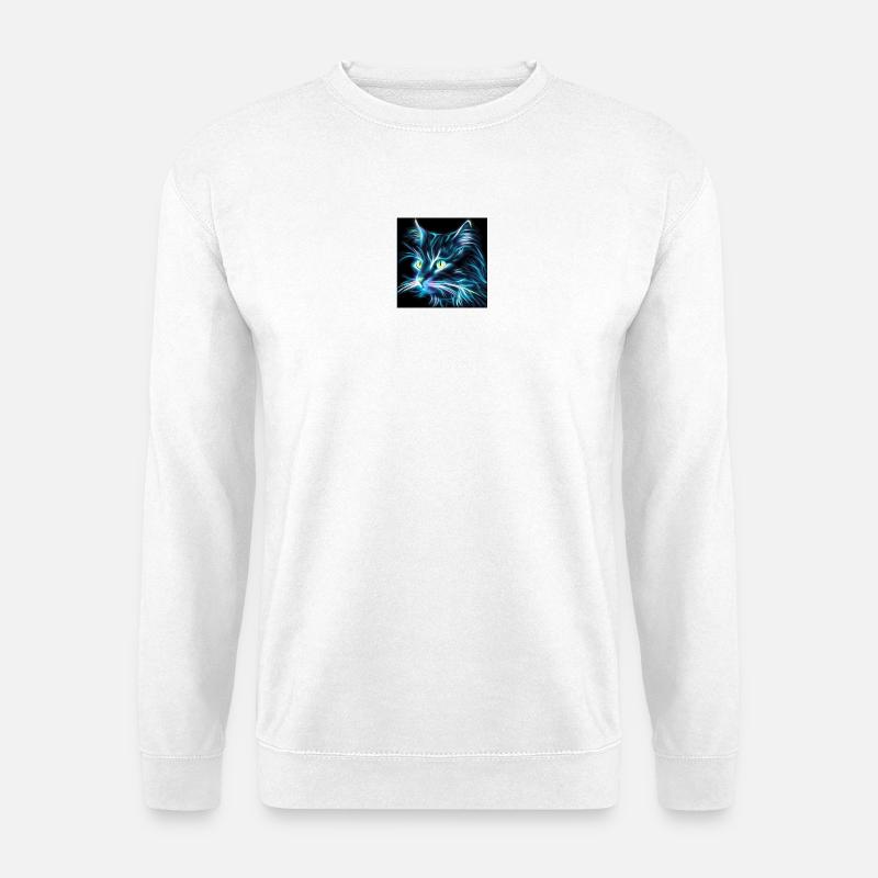 Neon-Katzenkopf im Energieschimmer - Unisex Pullover - Weiß