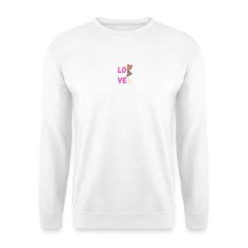 Liebe süße Spickbären Pink Distressed Text – Val - Unisex Pullover - Weiß - Vorne - Alina (178cm) & Michal (187cm)