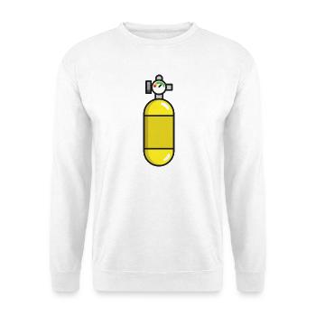 Gasflasche für Industrietauchen und Feuerwehr - Unisex Pullover - Weiß - Vorne - Alina (178cm) & Michal (187cm)