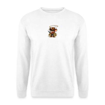 Cowboy-Maus-Beute-Greifer - Unisex Pullover - Weiß - Vorne - Alina (178cm) & Michal (187cm)