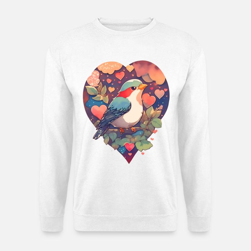 Vogel mit Herz - Unisex Pullover - Weiß