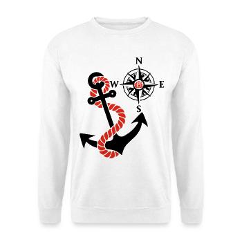 Compass rose and sea anchor (black) - Unisex Sweatshirt - white - Front