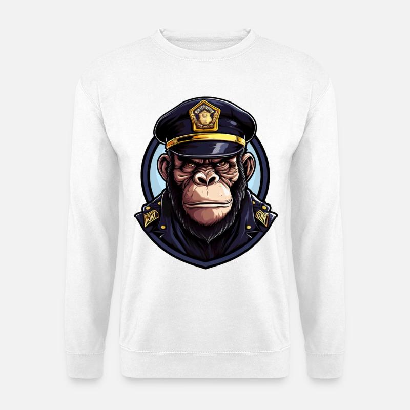 Affen Polizei - Unisex Pullover - Weiß