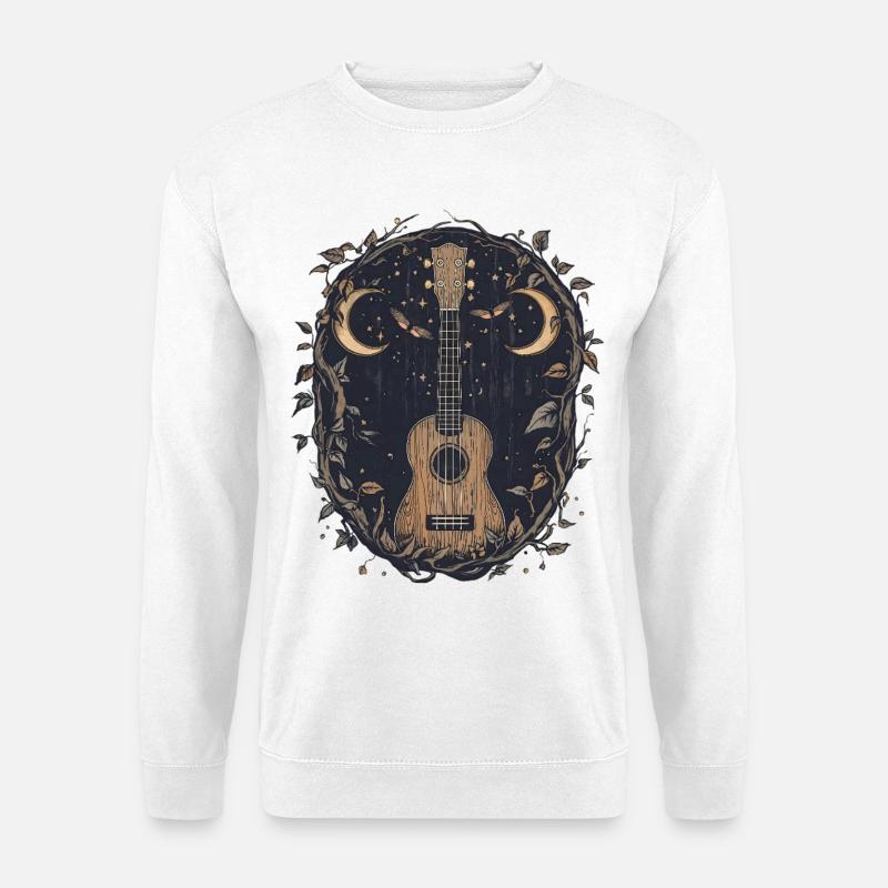 Gothic Uke with Moon Moth - Unisex Sweatshirt - white