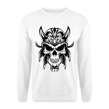 Stylized skull with a tribal look - Unisex Sweatshirt - white - Front