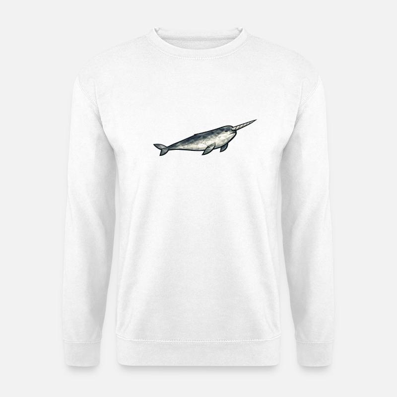 Geometrisches Narwal-Polygon - Unisex Pullover - Weiß