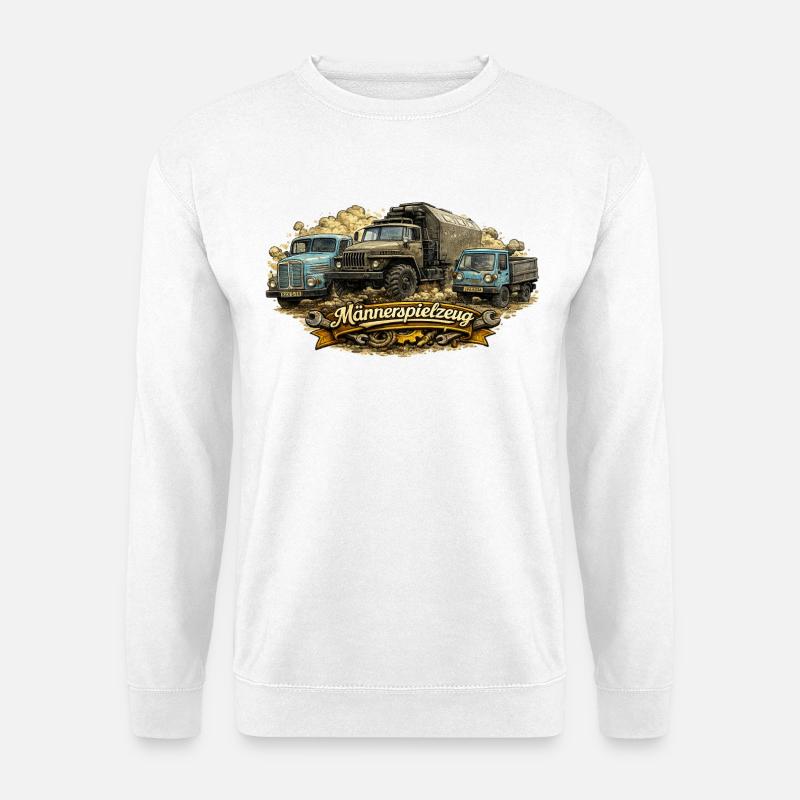Vintagetrucks und Banner  - Unisex Pullover - Weiß