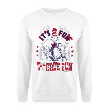 Le Chat Chapeauté & Citation C’est Fun De S’Amuser - Sweat-shirt Unisexe - blanc - Devant