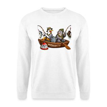 Fangfrisch - Duo Möwe Robbe - Unisex Pullover - Weiß - Vorne - Alina (178cm) & Michal (187cm)