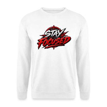Bleib fokussiert, Rotes Fadenkreuz - Unisex Pullover - Weiß - Vorne - Alina (178cm) & Michal (187cm)