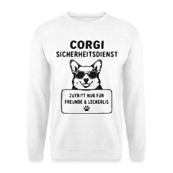 Corgi Sicherheitsdienst Signet - Unisex Pullover - Weiß - Vorne - Alina (178cm) & Michal (187cm)
