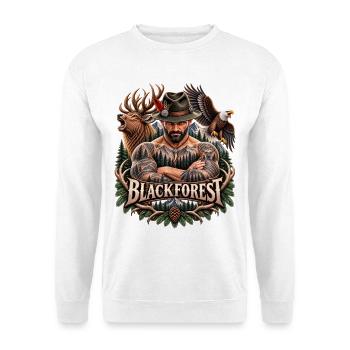 Wächter des Schwarzwalds - Unisex Pullover - Weiß - Vorne - Alina (178cm) & Michal (187cm)