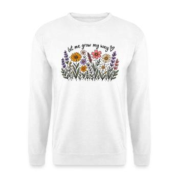 Let Me Grow My Way - Unisex Pullover - Weiß - Vorne - Alina (178cm) & Michal (187cm)