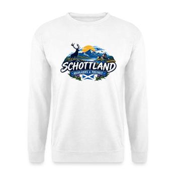 Schottland – Highlands & Freiheit - Unisex Pullover - Weiß - Vorne - Alina (178cm) & Michal (187cm)