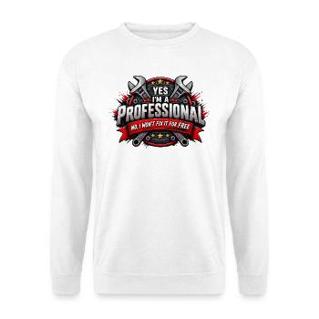 Lustiges Mechanic Professional Vintage-Schraubenschlüssel-T-Shirt - Unisex Pullover - Weiß - Vorne - Alina (178cm) & Michal (187cm)