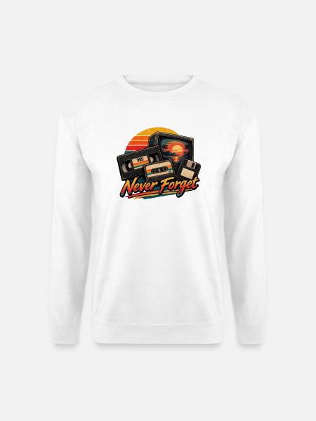 Retro-VHS-Kassettendiskette Never Forget - Unisex Pullover - Weiß