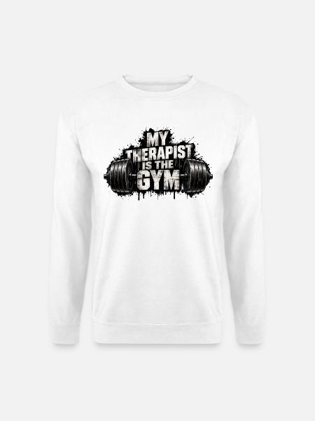 Mein Therapeut ist das Fitnessstudio - Unisex Pullover - Weiß