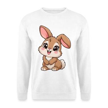 Hase Kawaii Style – Süßes Hasenmotiv - Unisex Pullover - Weiß - Vorne - Alina (178cm) & Michal (187cm)