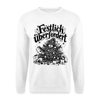 Festlich überfordert – Lustiger Weihnachtsstress - Unisex Pullover - Weiß - Vorne - Alina (178cm) & Michal (187cm)