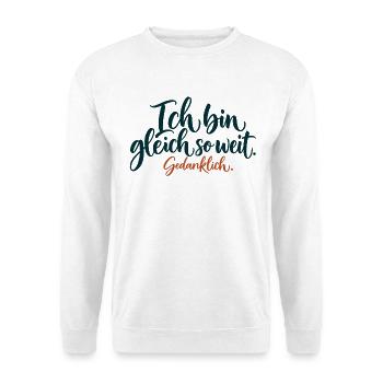 Gedanklich Gleich So Weit - Unisex Pullover - Weiß - Vorne - Alina (178cm) & Michal (187cm)