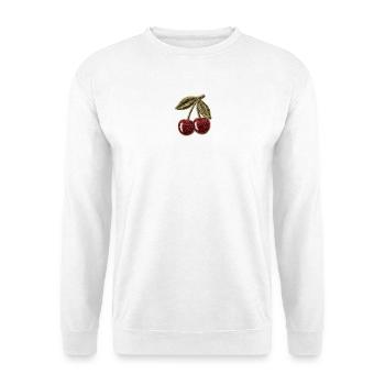Kirschen Stickoptik Patch Design - Unisex Pullover - Weiß - Vorne
