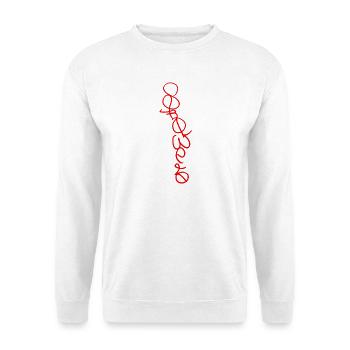 Rote Kontinuierliche Linienkunst - Srowes - Unisex Pullover - Weiß - Vorne - Alina (178cm) & Michal (187cm)