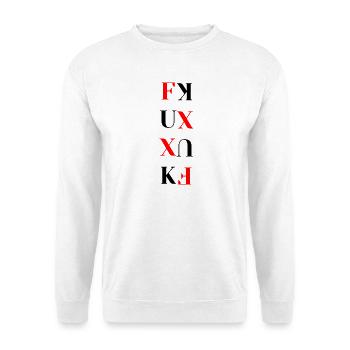 Rot-Schwarz-Typografieblock - Unisex Pullover - Weiß - Vorne - Alina (178cm) & Michal (187cm)