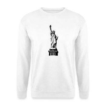 Freiheitsstatue Silhouette - Unisex Pullover - Weiß - Vorne - Alina (178cm) & Michal (187cm)