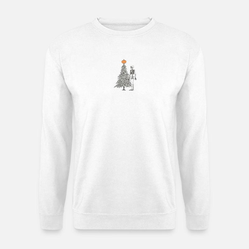 skeleton next to christmas tree - Unisex Pullover - Weiß