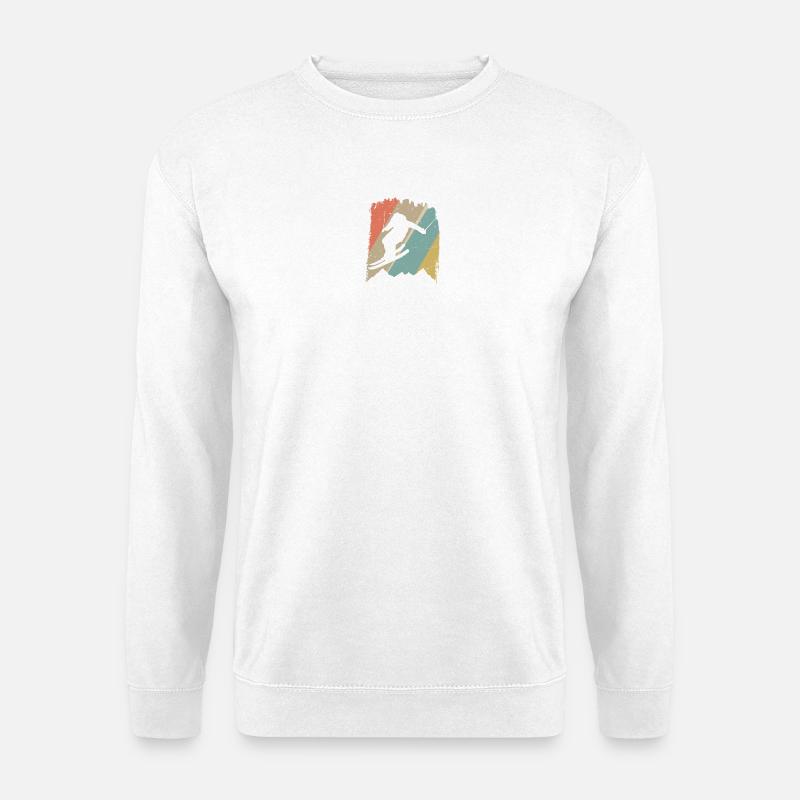Retro Snowboard Silhouette auf Pastellstreifen - Unisex Pullover - Weiß