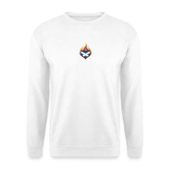 Scotland Flag Heart on Fire - Unisex Pullover - Weiß - Vorne - Alina (178cm) & Michal (187cm)
