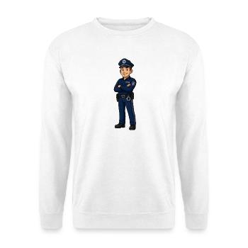 Polizeiheld Cartoon in Blau - Unisex Pullover - Weiß - Vorne