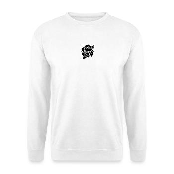 Totenkopf in blühender Rose - Unisex Pullover - Weiß - Vorne - Alina (178cm) & Michal (187cm)