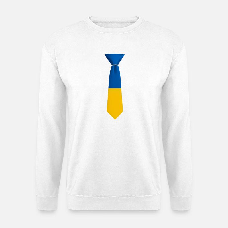 Blau-gelber Farbblock bindet - Unisex Pullover - Weiß