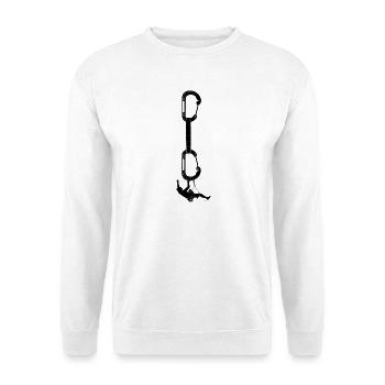 Bergsport mit klettern oder climbing. Felsklettern - Unisex Pullover - Weiß - Vorne - Alina (178cm) & Michal (187cm)