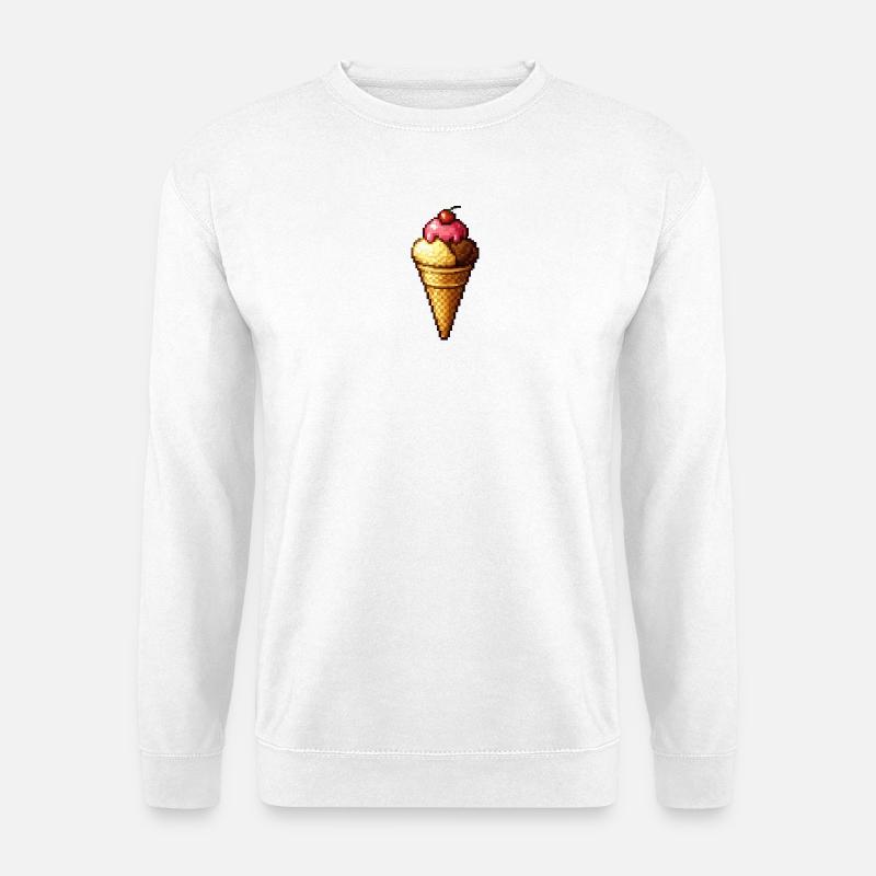 Retro Pixel Eiscreme Cone - Unisex Pullover - Weiß