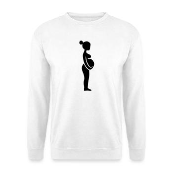 Schwangere Frau - Unisex Pullover - Weiß - Vorne - Alina (178cm) & Michal (187cm)