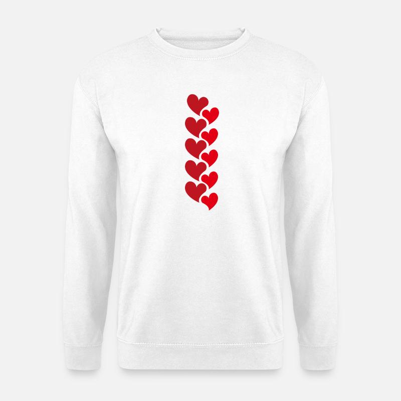 Rote Herzgirlande - Love Design - Unisex Pullover - Weiß