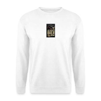 Ich brauche Bier – Bier-Gauge Humor - Unisex Pullover - Weiß - Vorne - Alina (178cm) & Michal (187cm)